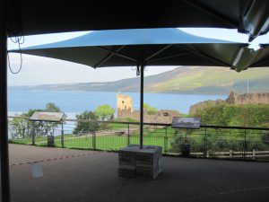 Vortex 4.2m square parasol at Urquhart Castle, Loch Ness, Scotland