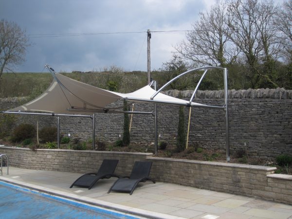 Tensile sails - Alfresco365 - cantilever tensile sail by swimming pool Sail consultancy service 4