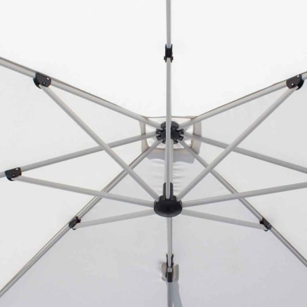 Tradewinds Cantilever 3m square parasol view of underside of the canopy